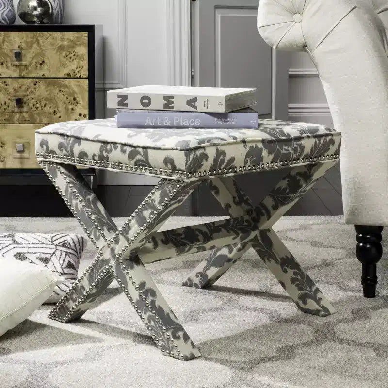 Palmer Ottoman With Silver Nailhead - MCR4589 - Safavieh